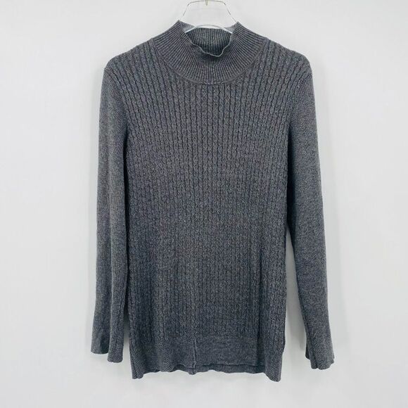 Calvin Klein Size XL Gray Long Sleeve Mock Neck Ribbed Knit Sweater - Picture 1 of 9